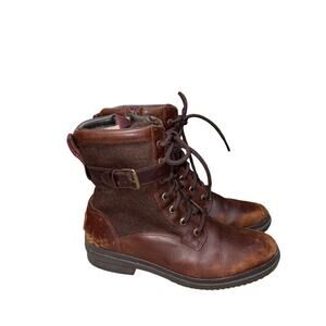 UGG Kesey Chestnut Brown Leather Wool Waterproof Shearling Lined Boots -  US 8.5